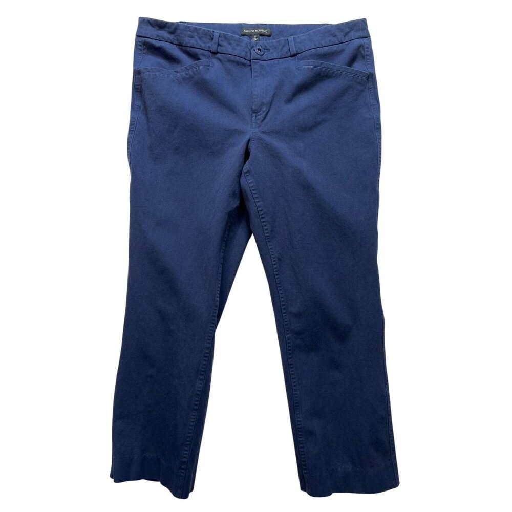Banana Republic Womens Trouser Pants Size 10 Navy Blue Flat Front Straight Leg